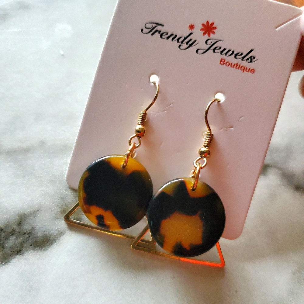 Leopard Print Geometric Acrylic Earrings (NWT)